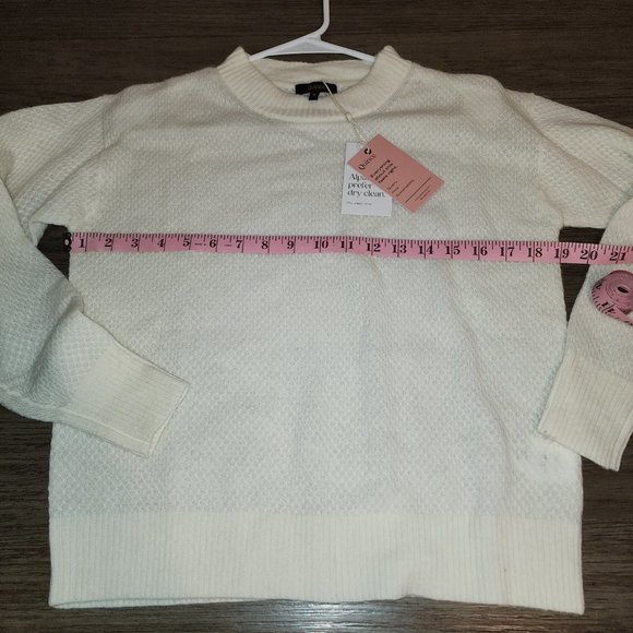Quince Baby Alpaca-Wool Diamond Stitch Crew NWT White Small - Picture 4 of 8